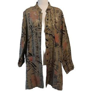 CHICO'S Design Oriental Print Nehru Jacket Topper